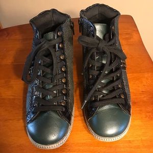 OTBT - Off The Beaten Track high top leather studded sneakers.